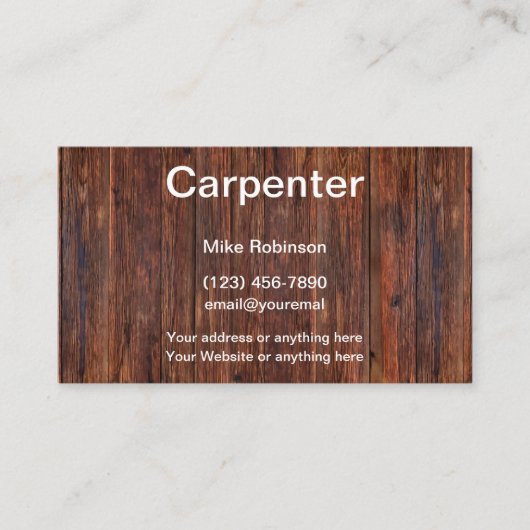 Carpenter Wood Working Visitekaartje (Voorkant)