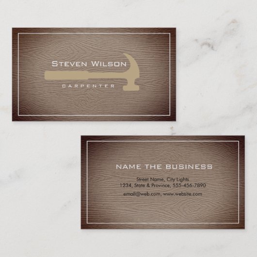 Carpenter Woodwork Professional Tool Rustic Wood Visitekaartje (Voorkant / Achterkant)