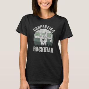 Carpenting rockstar, grappige timmervader, retro t-shirt