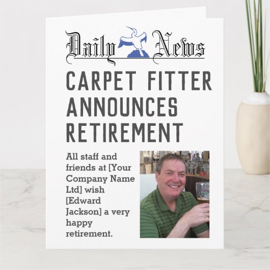 Carpet Fitter Retirement Kaart om te personalisere (Voorkant)