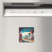 Carpinteria California Sunset Palm Trees Retro Magneet (Insitu (Vaatwasser))