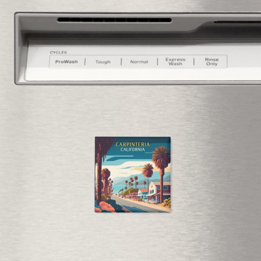 Carpinteria California Sunset Palm Trees Retro Magneet (Insitu (Vaatwasser))