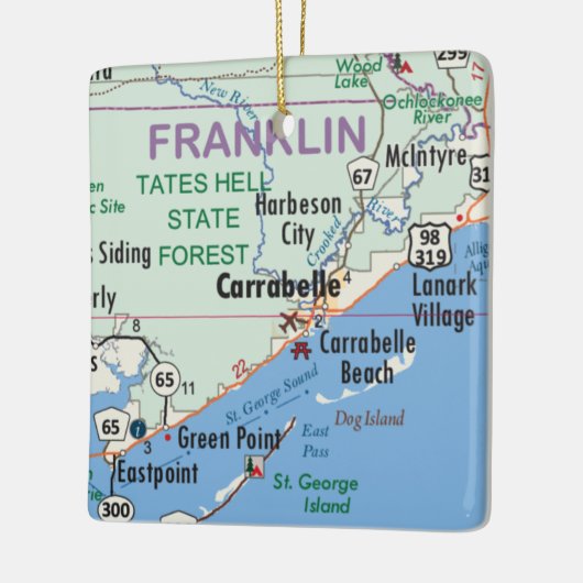Carrabelle Florida Map Keramisch Ornament (Links)