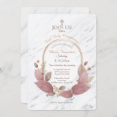 Carrara Floral Religious Invitations Kaart (Voorkant / Achterkant)