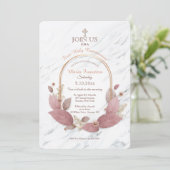 Carrara Floral Religious Invitations Kaart (Staand voorkant)