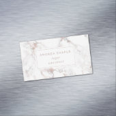 Carrara Marble Faux Roos Gold Magnetisch Visitekaartje (Voorbeeld)