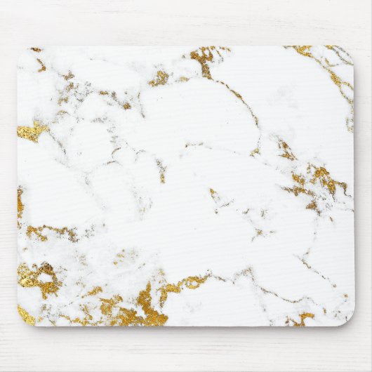 Carrara Minimal Lux Gold White Grey Marble Muismat (Voorkant)