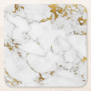 Carrara White Gold Marble Grey Square Onderzetters