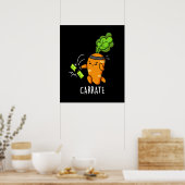 Carrate Funny Carrot Karate Pun Dark BG Poster (Keuken)