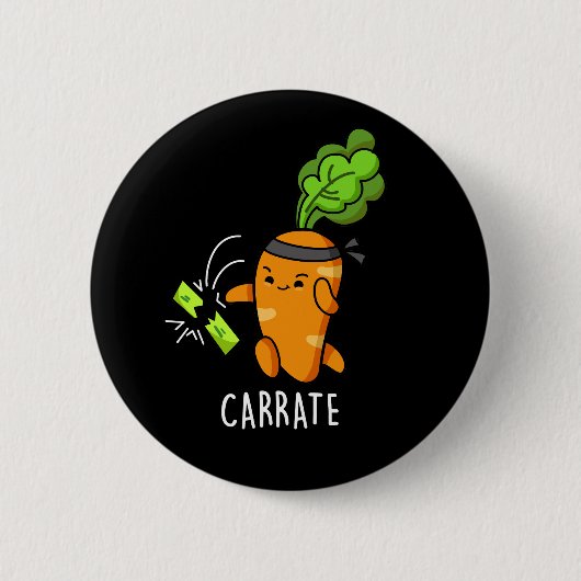 Carrate Funny Carrot Karate Pun Dark BG Ronde Button 5,7 Cm (Voorkant)