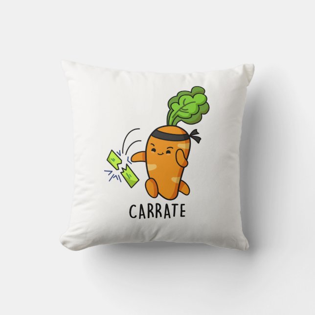 Carrate Funny Carrot Karate Pun Kussen (Voorkant)