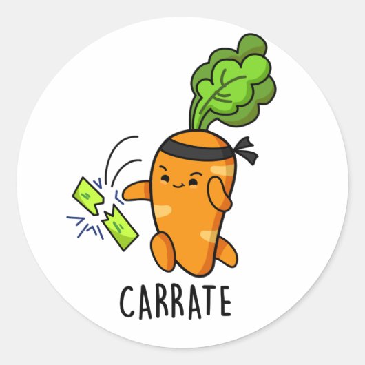 Carrate Funny Carrot Karate Pun Ronde Sticker (Voorkant)