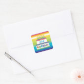 Carré 21e Anniversaire Gâteau Avec Sticker Rainbow Strip (Enveloppe)
