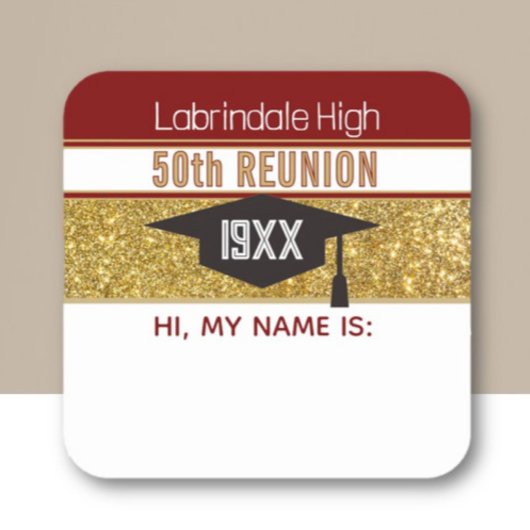 Carré 50th Reunion! Customized Name tag Sticker