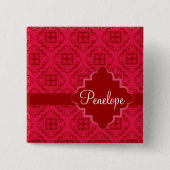 Carré 5 Cm Badge Arabesque Marocain Rouge Crimson Nom (Devant)
