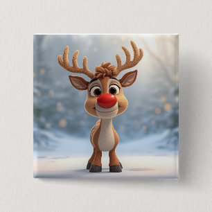 Carré 5 Cm badge de Noël avec renne