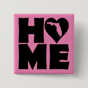 Carré 5 Cm Badge Épingle Bouton Maison Floride État