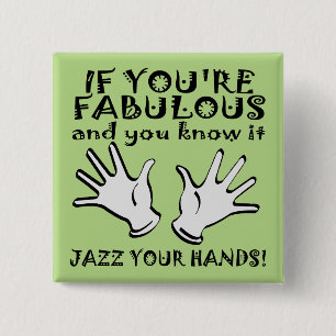 Carré 5 Cm Badge Épinglette Bouton Drôle Mains de Jazz Fabule