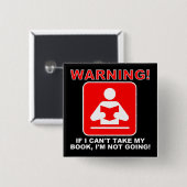 Carré 5 Cm Badge Épinglette Drôle Amoureux des Livres Bibliop (Devant & derrière)