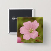 Carré 5 Cm Badge Géranium Rose (Devant & derrière)