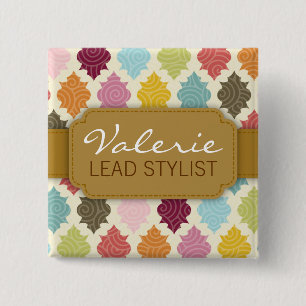Carré 5 Cm Badge nominatif coloré de coutume de Quatrefoil d