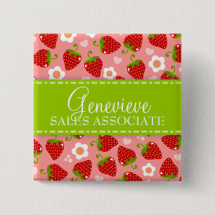 Carré 5 Cm Badge nominatif de coutume de fraises