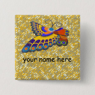 Carré 5 Cm Badge nominatif de papillon