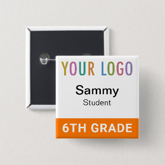 Carré 5 Cm Badge nominatif étudiant orange avec logo de l'éco