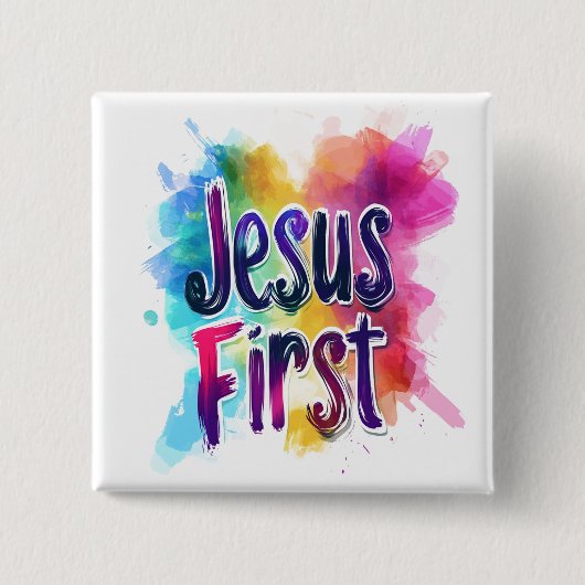 Carré 5 Cm Badge personnalisé "Jesus First" (Devant)