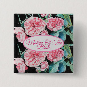 Carré 5 Cm Badge Rose Mère de la Mariée Roses Roses