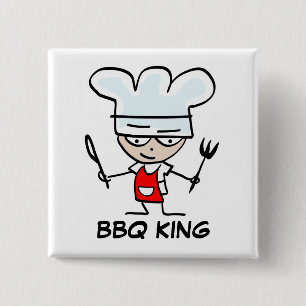 Carré 5 Cm BBQ King boutons badge de nom personnalisé
