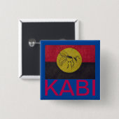 CARRÉ 5 CM BLUE KABI KABVAI BEE BADGE - CRIMSON TEXT. (Devant & derrière)