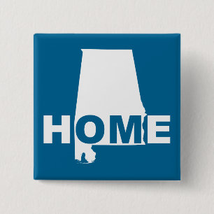 Carré 5 Cm Bouton Badge Épingle Alabama Maison Loin de l'État