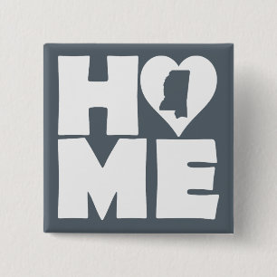 Carré 5 Cm Bouton Badge Épingle de la Maison du Mississippi