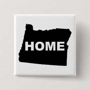 Carré 5 Cm Bouton Badge Épingle de l'Oregon, Maison Loin de l