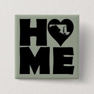 Carré 5 Cm Bouton Badge Épingle du cœur de l'État du Maryland
