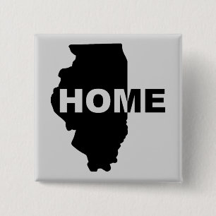 Carré 5 Cm Bouton Badge Épingle Illinois Maison Loin de Chez