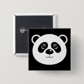 Carré 5 Cm Bouton Badge Épinglette Ours Panda (Devant & derrière)
