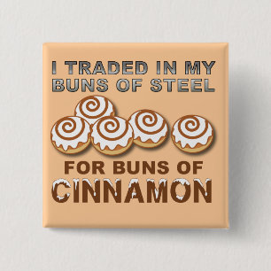 Carré 5 Cm Buns de Cinnamon Funny Bouton Badge