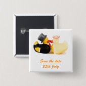 Carré 5 Cm Canards de mariage ... Badge (Devant & derrière)