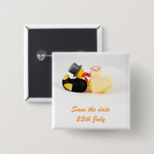 Carré 5 Cm canards mariages ... Badge (Devant & derrière)