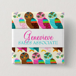 Carré 5 Cm Comment maintenant petit hibou ? Badge nominatif