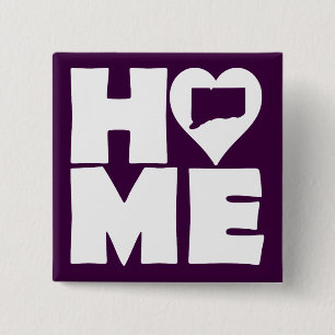 Carré 5 Cm Connecticut Home Heart State Bouton Badge Pin