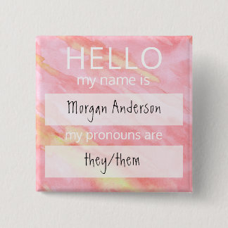 Carré 5 Cm Custom HELLO Mon Nom Pronouns Est Un Badge