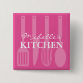 Carré 5 Cm Custom pink kitchen utensils name badge buttons (Devant)