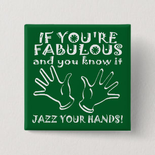 Carré 5 Cm Fabulous Jazz Mains Drôle Bouton Bouton Pin Badge