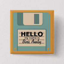 Floppy Diskette Personalized Name Badge