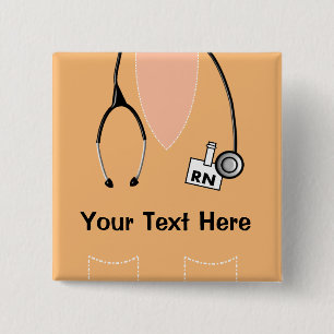 Carré 5 Cm Infirmière inscrite Badge Orange Bouton