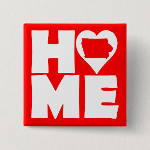 Carré 5 Cm Iowa Home Heart State Button Badge Pin