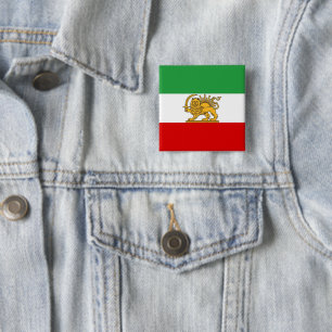 Carré 5 Cm IRAN Lion et Soleil Iran Drapeau Épinglette Badge